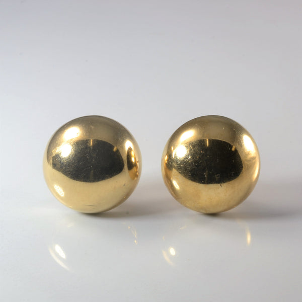 Yellow Gold Hollow Dome Stud Earrings |