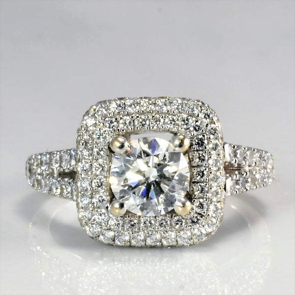 Double Halo GIA Diamond Engagement Ring | 1.65 ctw, SZ 5.5 | VS1, H |