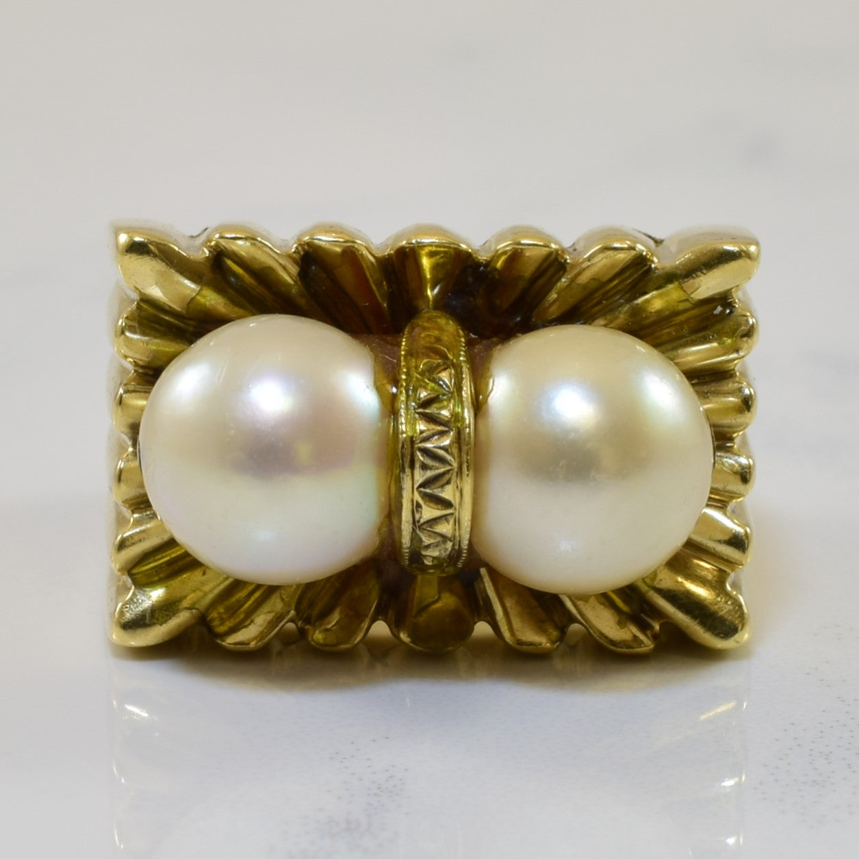 Textured Flat Edge Pearl Ring | 6.60ctw | SZ 6.25 |
