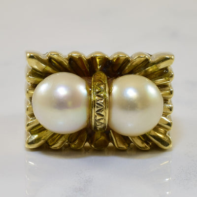 Textured Flat Edge Pearl Ring | 6.60ctw | SZ 6.25 |