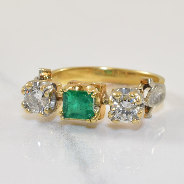 Three Stone Diamond & Emerald Ring | 0.44ctw, 0.27ct | SZ 6 |