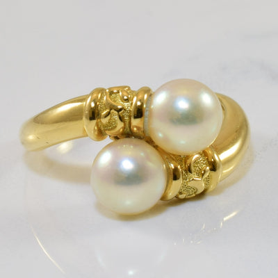 Textured Bypass Pearl Ring | 5.24ctw | SZ 8 |