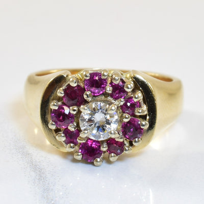 Ruby Halo & Diamond Ring | 0.60ctw, 0.26ct | SZ 5.75 |