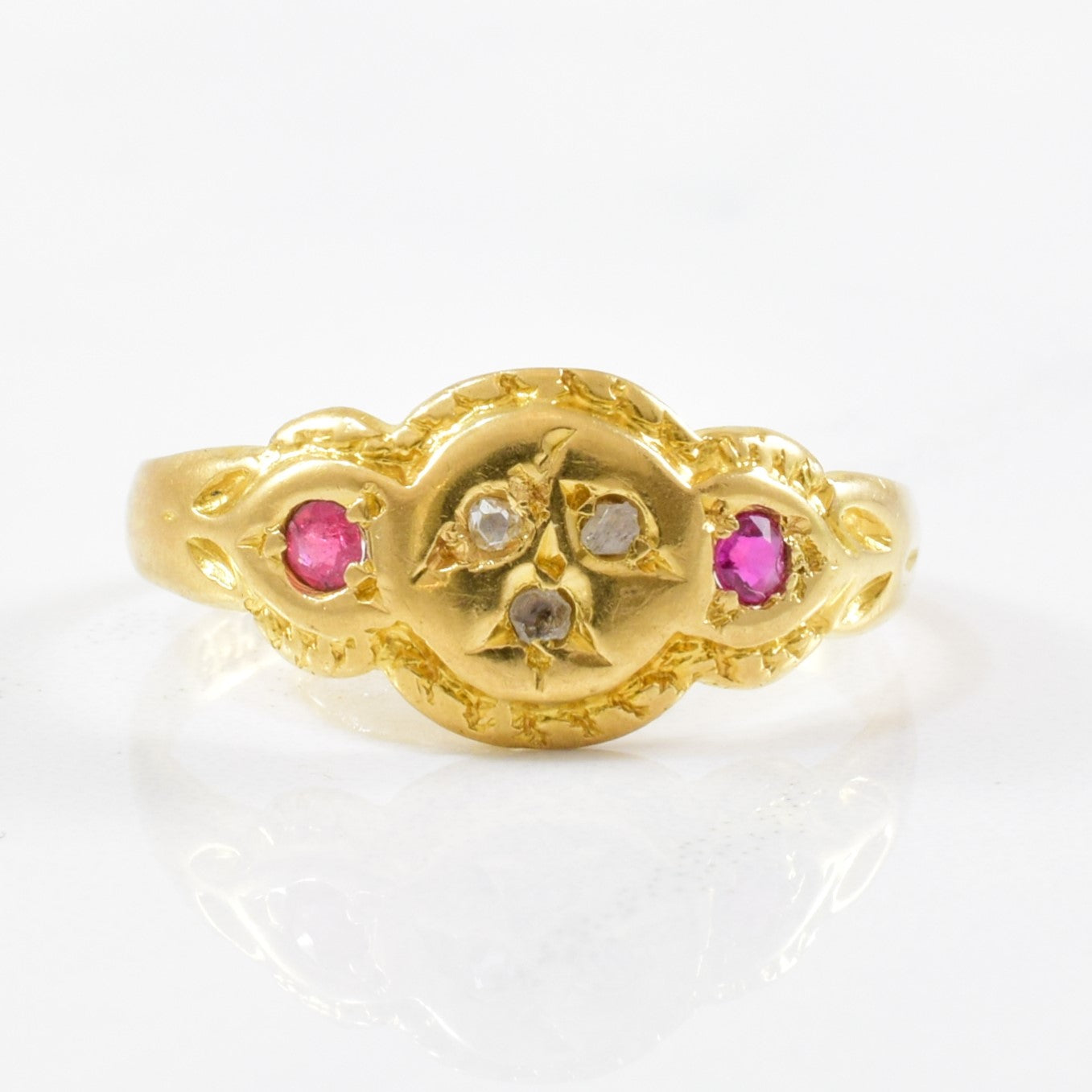 Victorian Ruby & Diamond Ring | 0.07ctw | SZ 5.25 |