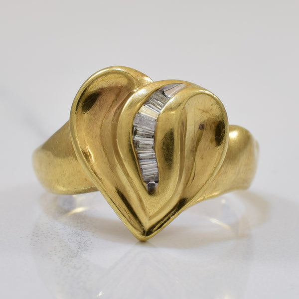 Baguette Diamond Heart Ring | 0.04ctw | SZ 6 |