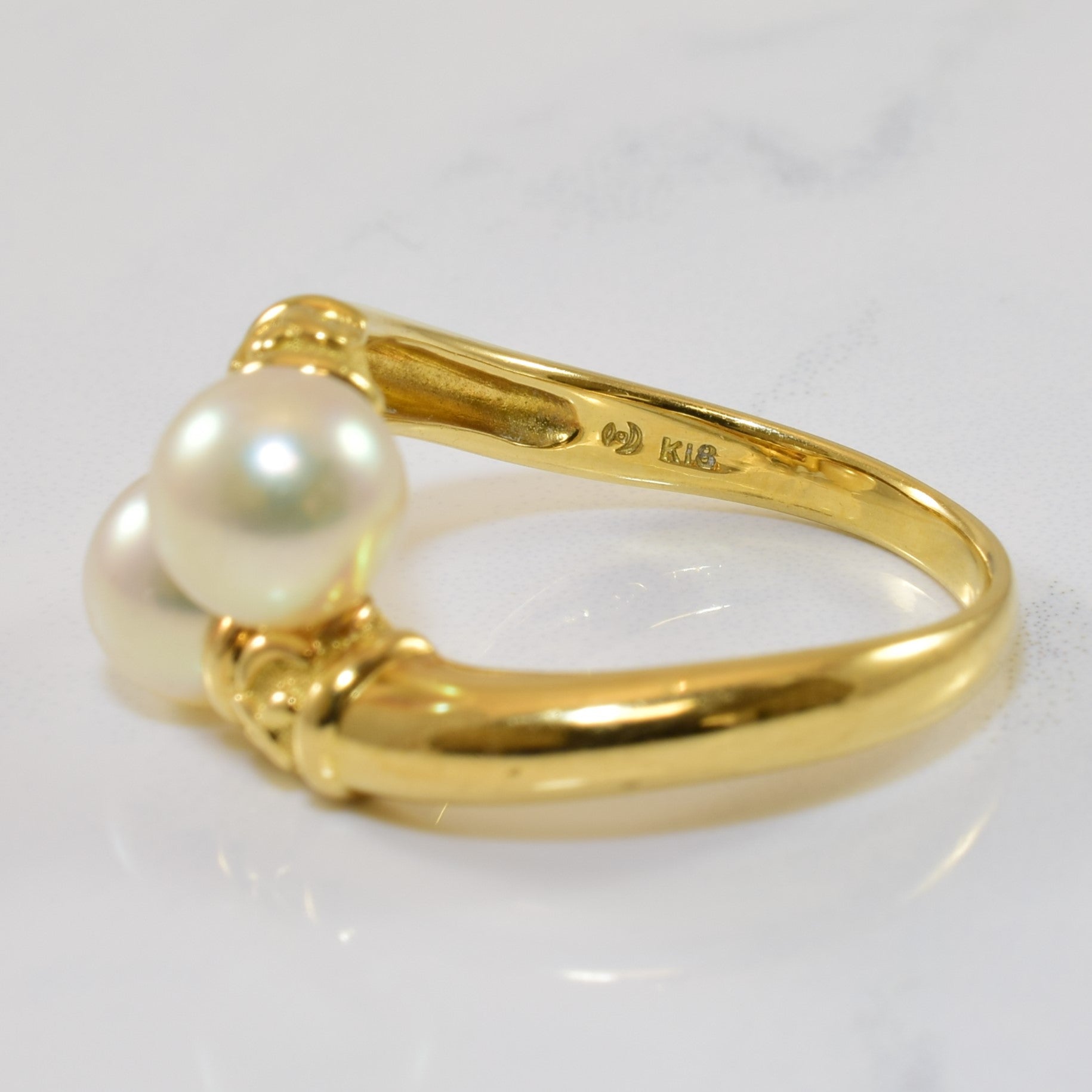 Textured Bypass Pearl Ring | 5.24ctw | SZ 8 |