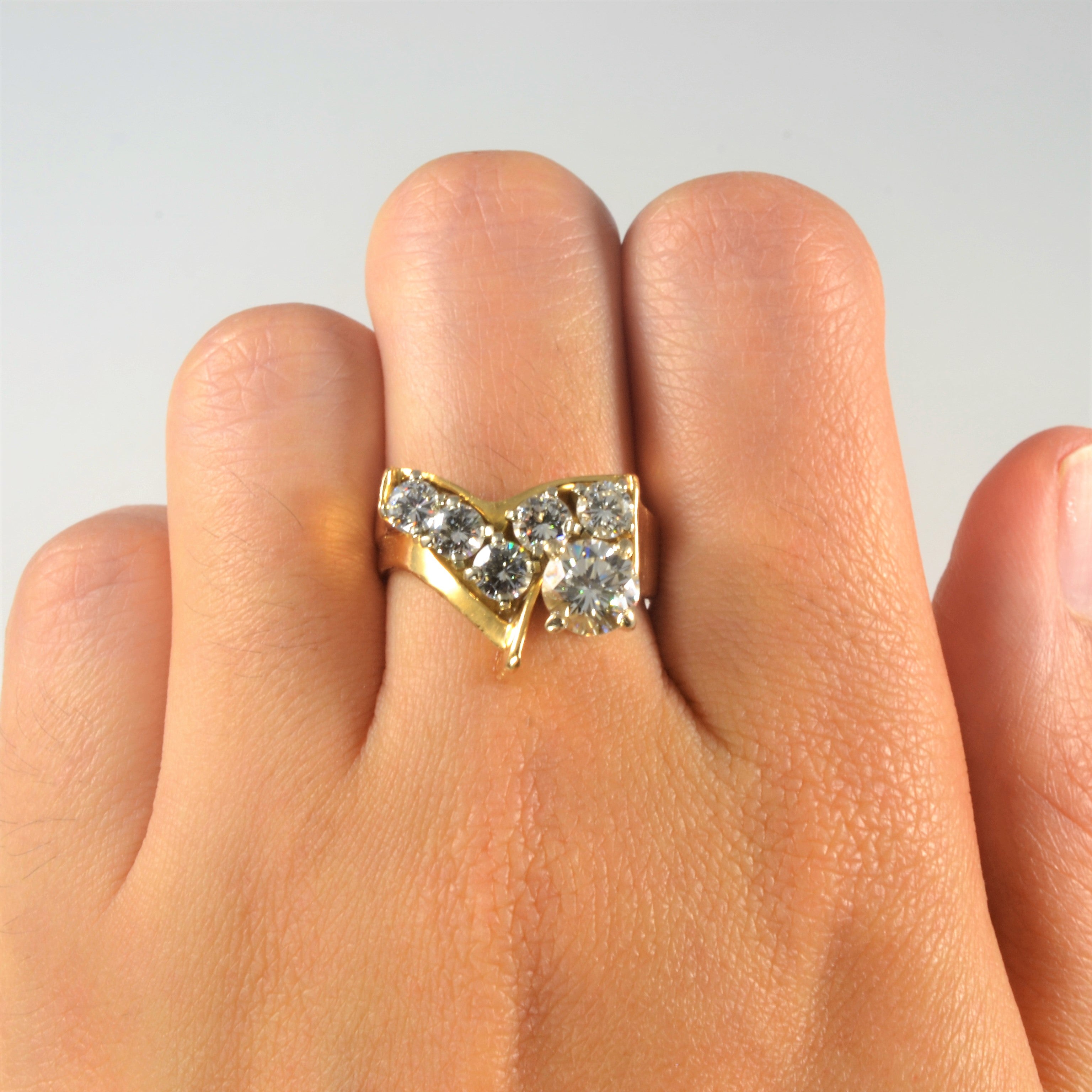 Diamond Heavy Abstract Chevron Ring | 1.73ctw | SZ 7.25 |