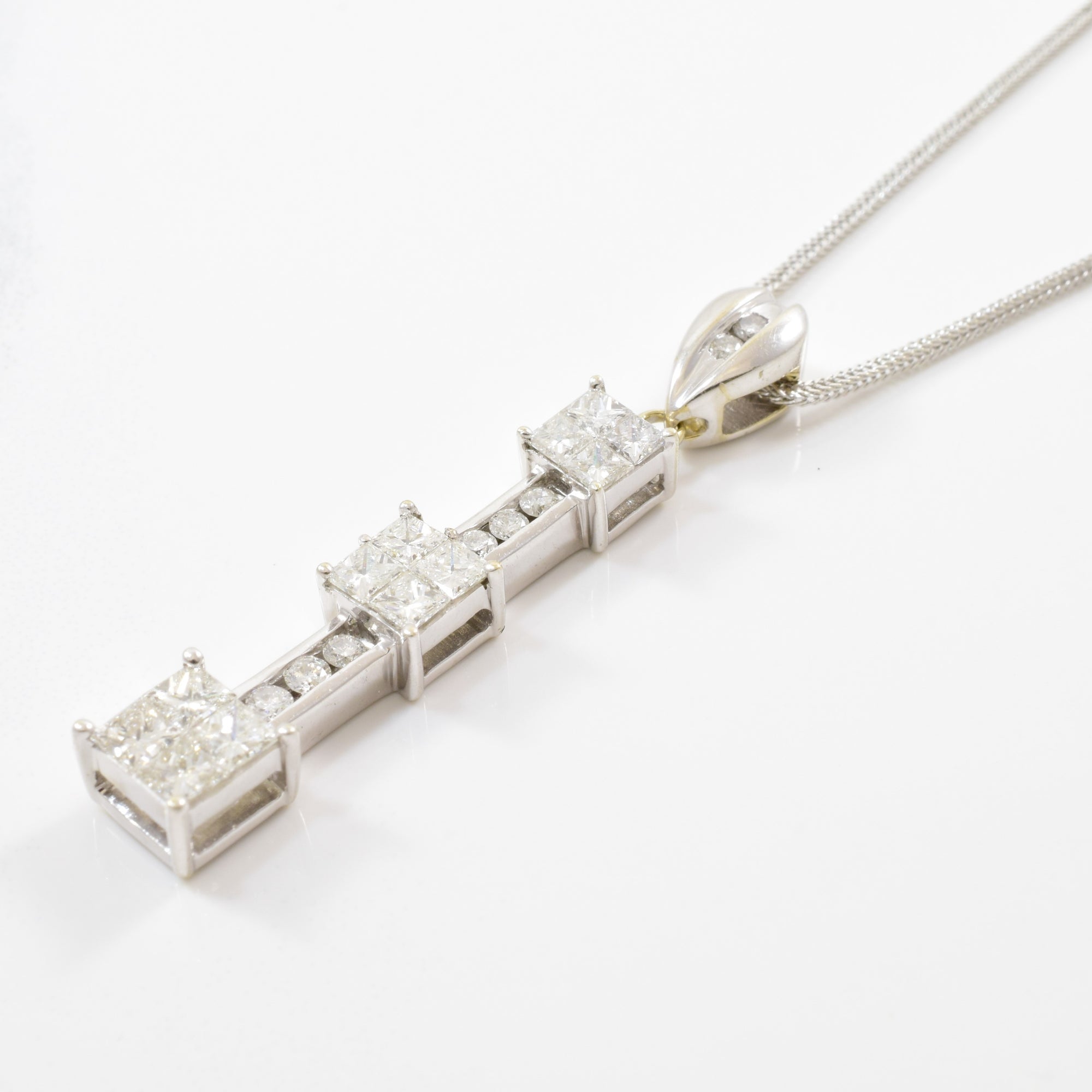 Past, Present, Future Diamond Drop Necklace | 1.40ctw | 19