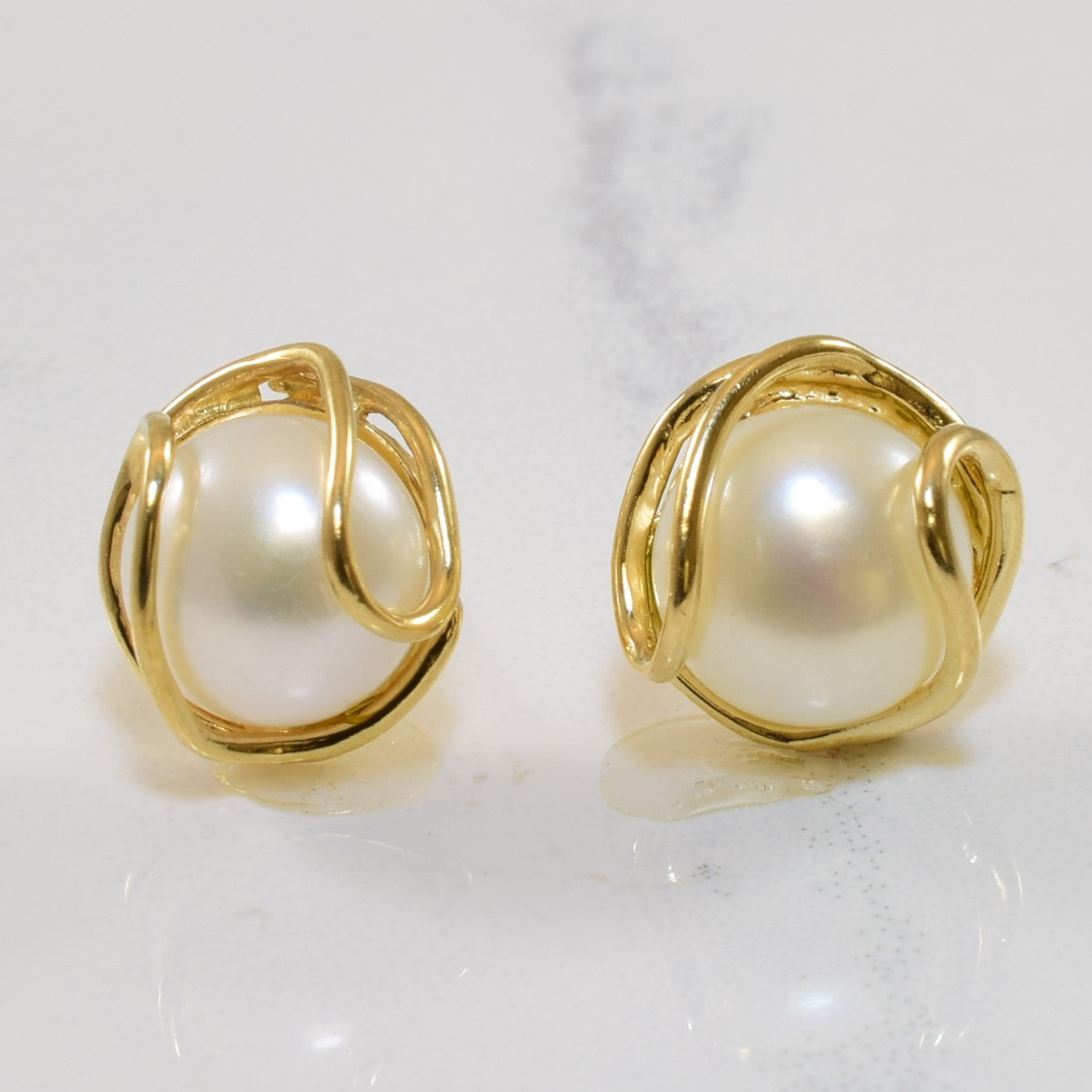 Boucles d'oreilles puces en perles à bouton en cage | 7,00 ctw | 