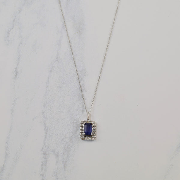 Blue Sapphire & Diamond Necklace | 0.85ct, 0.04ctw | 19