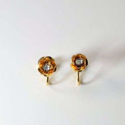 Diamond Flower Clip On Earrings | 0.05ctw |