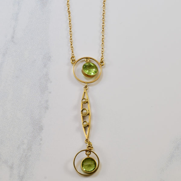 Early 1900s Peridot & Seed Pearl Necklace | 1.00ctw, 0.05ctw |