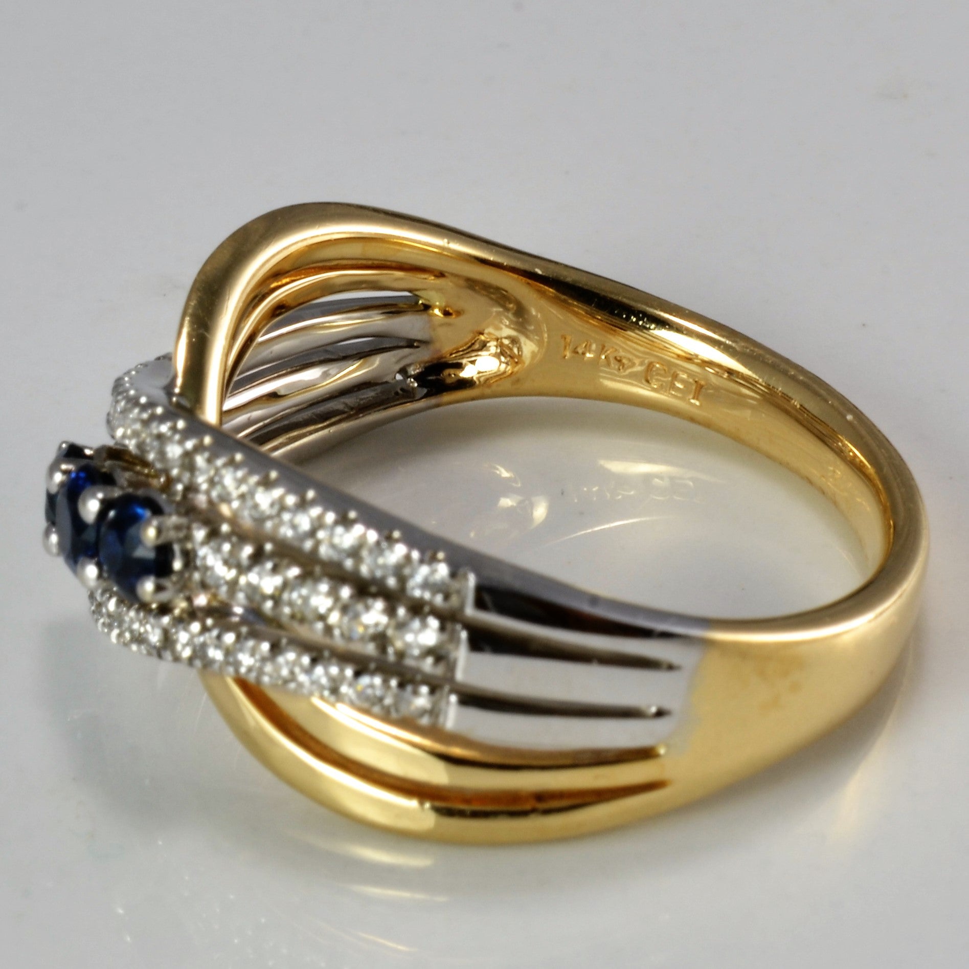 Crossover Multi Row Diamond & Sapphire Ring | 0.15 ctw, SZ 7 |