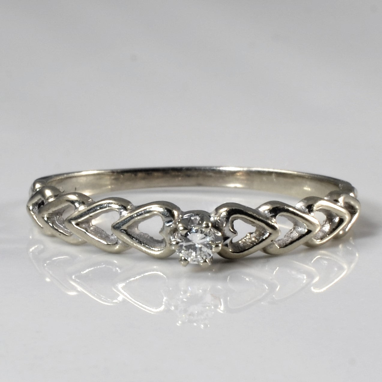 Solitaire Diamond Heart Band Promise Ring | 0.06ct | SZ 10.5 |