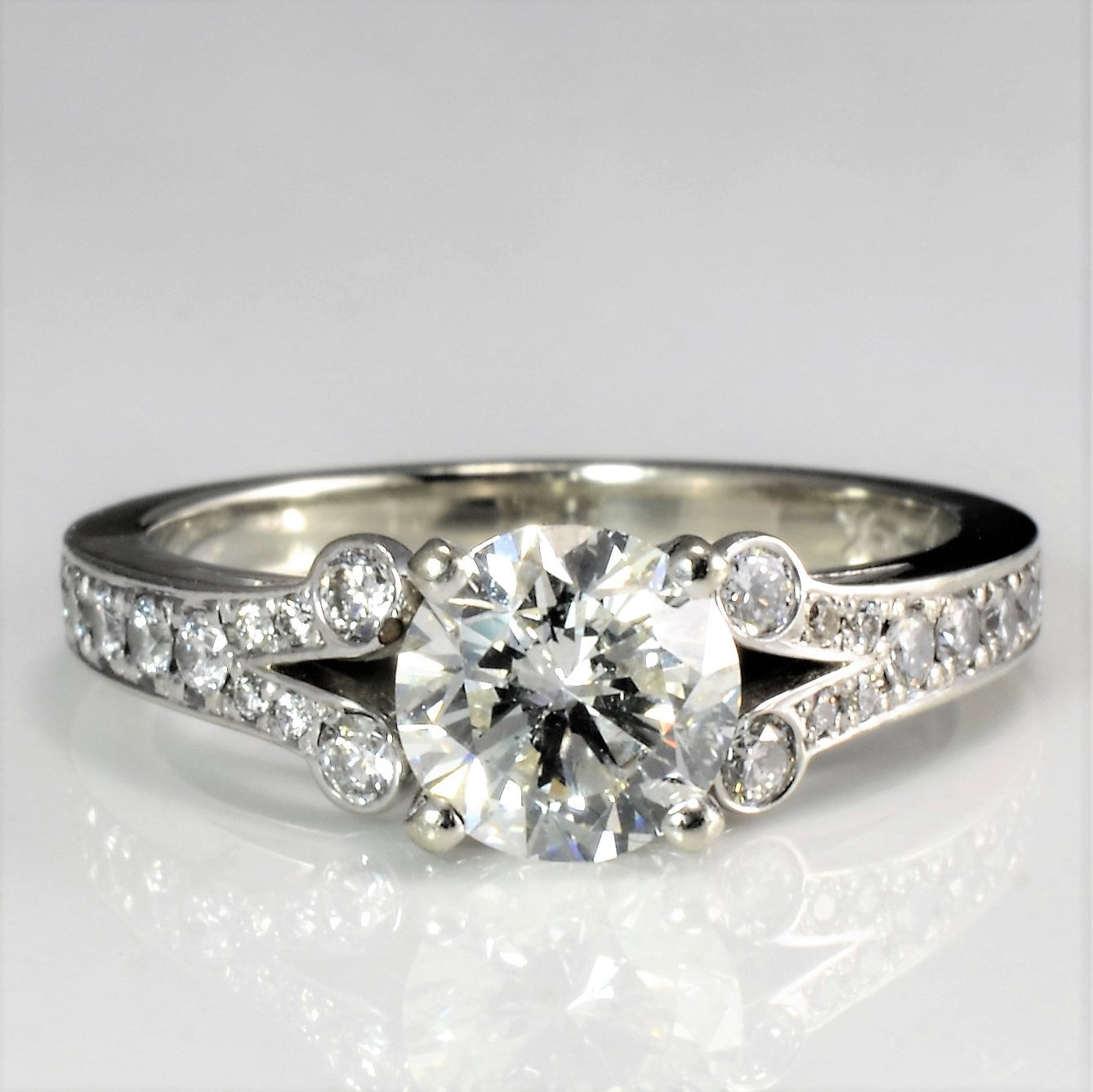 Split Shank Diamond Detailed Engagement Ring | 1.36 ctw | SI2, H | SZ 6 |