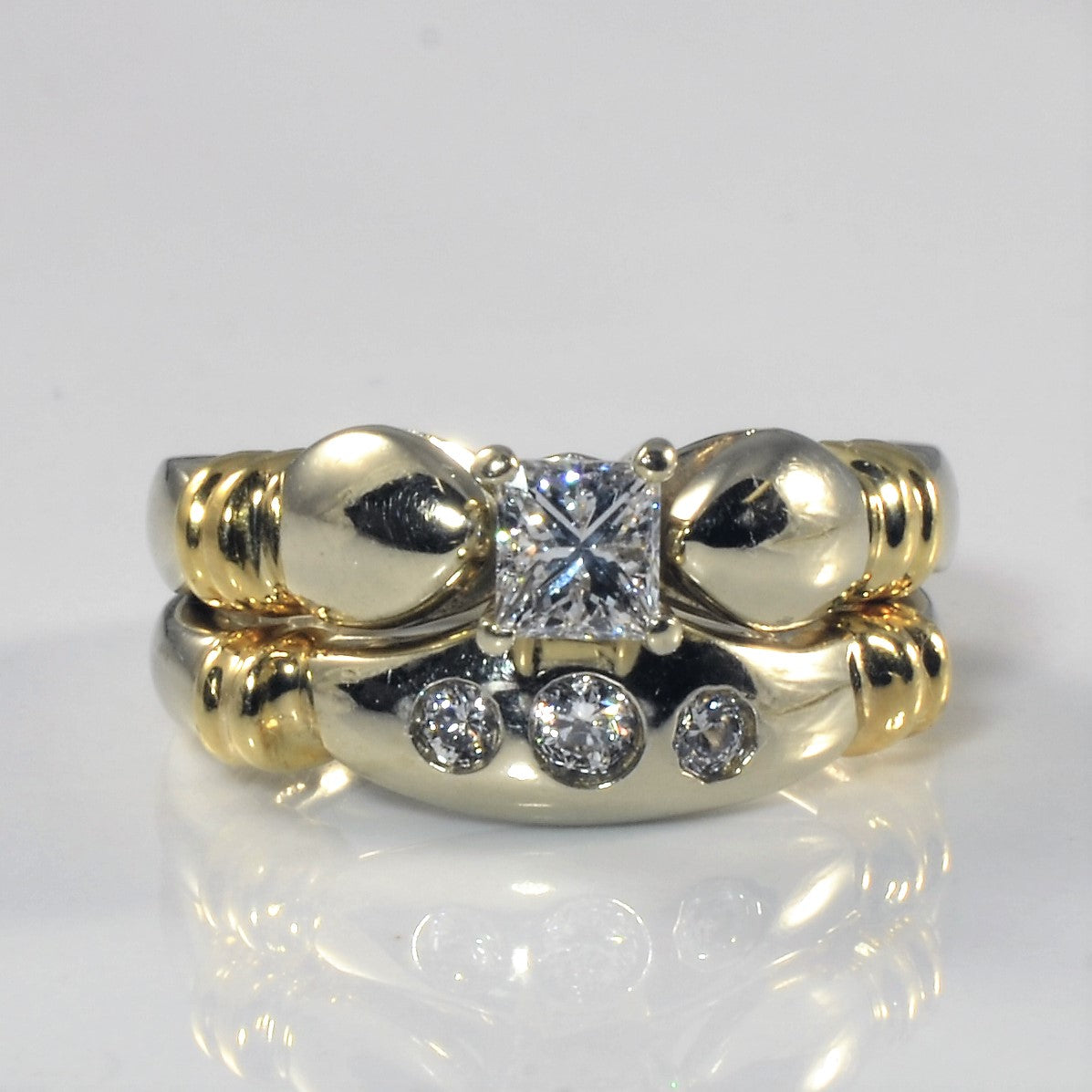 Two Tone Gold Diamond Engagement Ring Set | 0.56ctw| SZ 4.5|