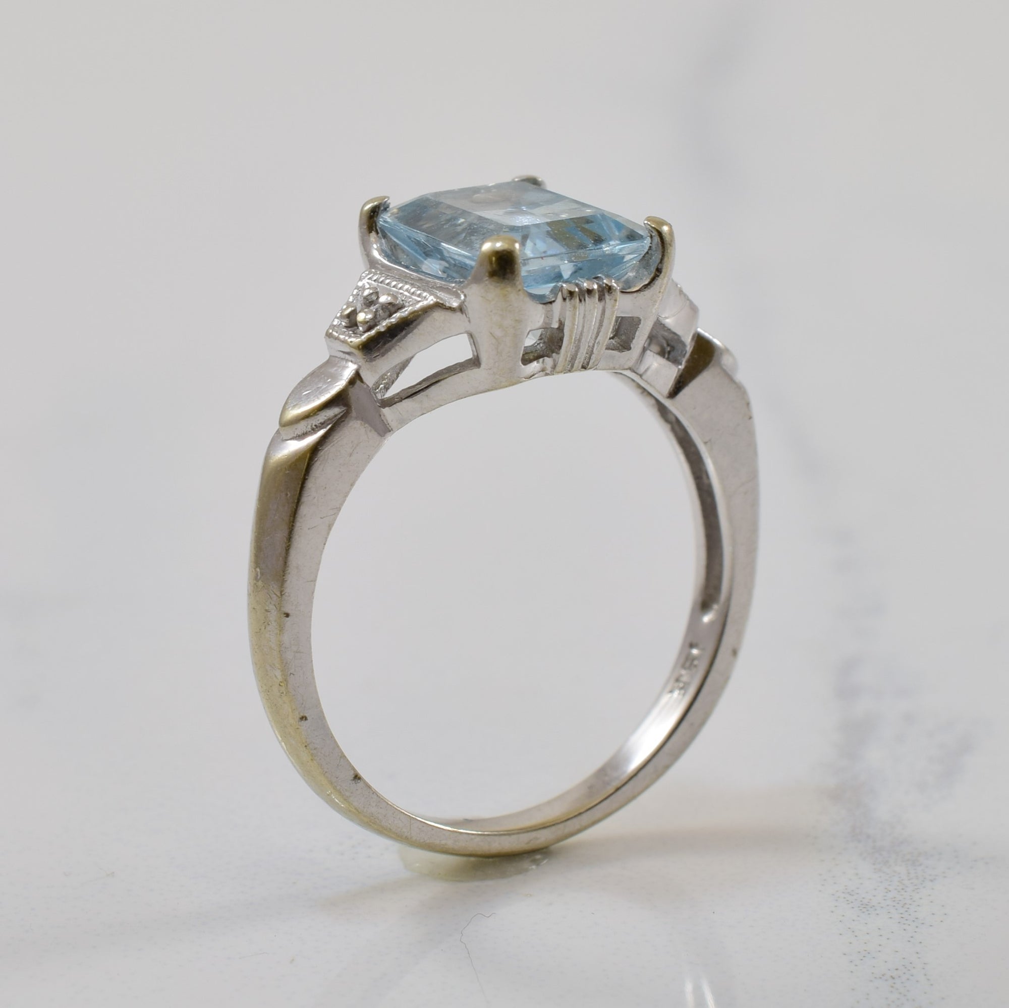 Art Deco Inspired Aquamarine & Diamond Ring | 2.40ct, 0.02ctw | SZ 6.75 |