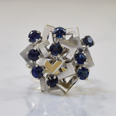 Geometric Sapphire Cocktail Ring | 1.71ctw | SZ 4.75 |
