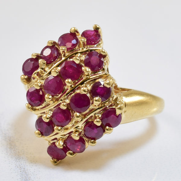 Ruby Bypass Cocktail Ring | 1.20ctw | SZ 4.75 |