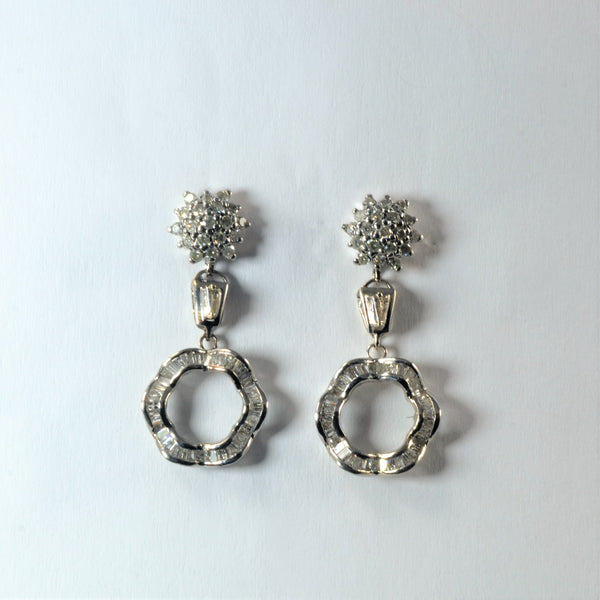 Multi Diamond Cluster Drop Earrings | 0.93ctw |