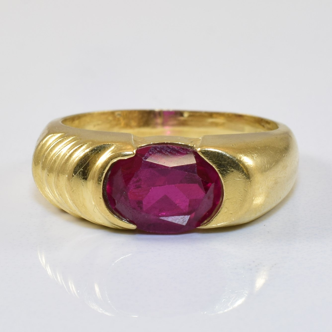 Tension Set Synthetic Ruby Ring | 2.20ct | SZ 6.75 |