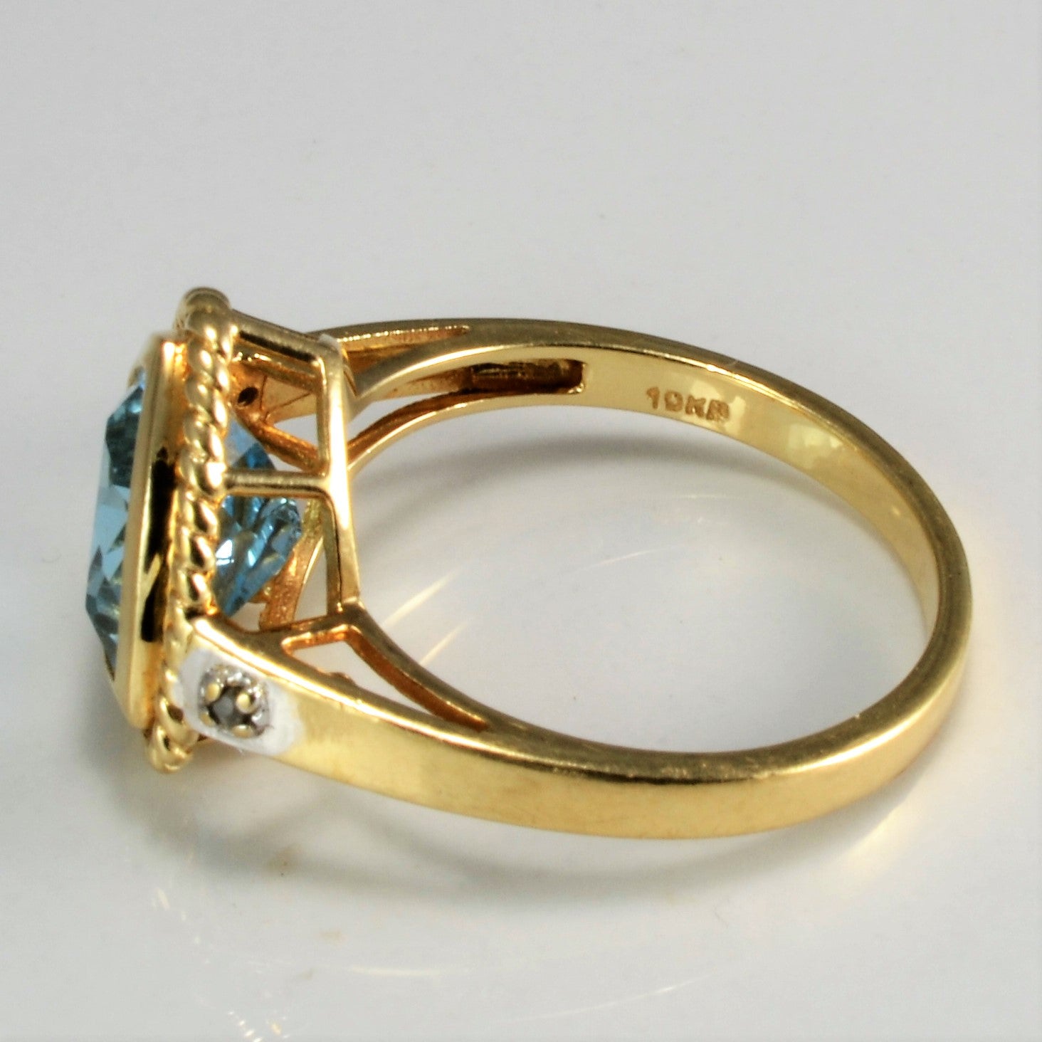 Bezel Set Topaz & Accents Diamond Ring | 0.02 ctw, SZ 7 |