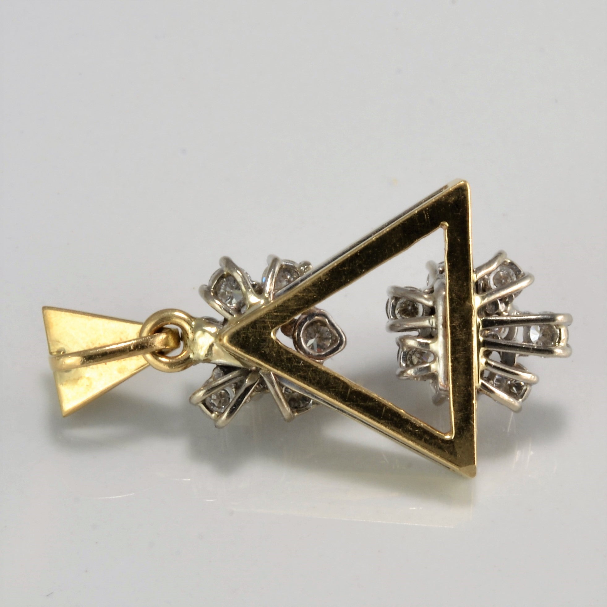 Cluster Diamond Triangle Gold Pendant | 1.19 ctw |