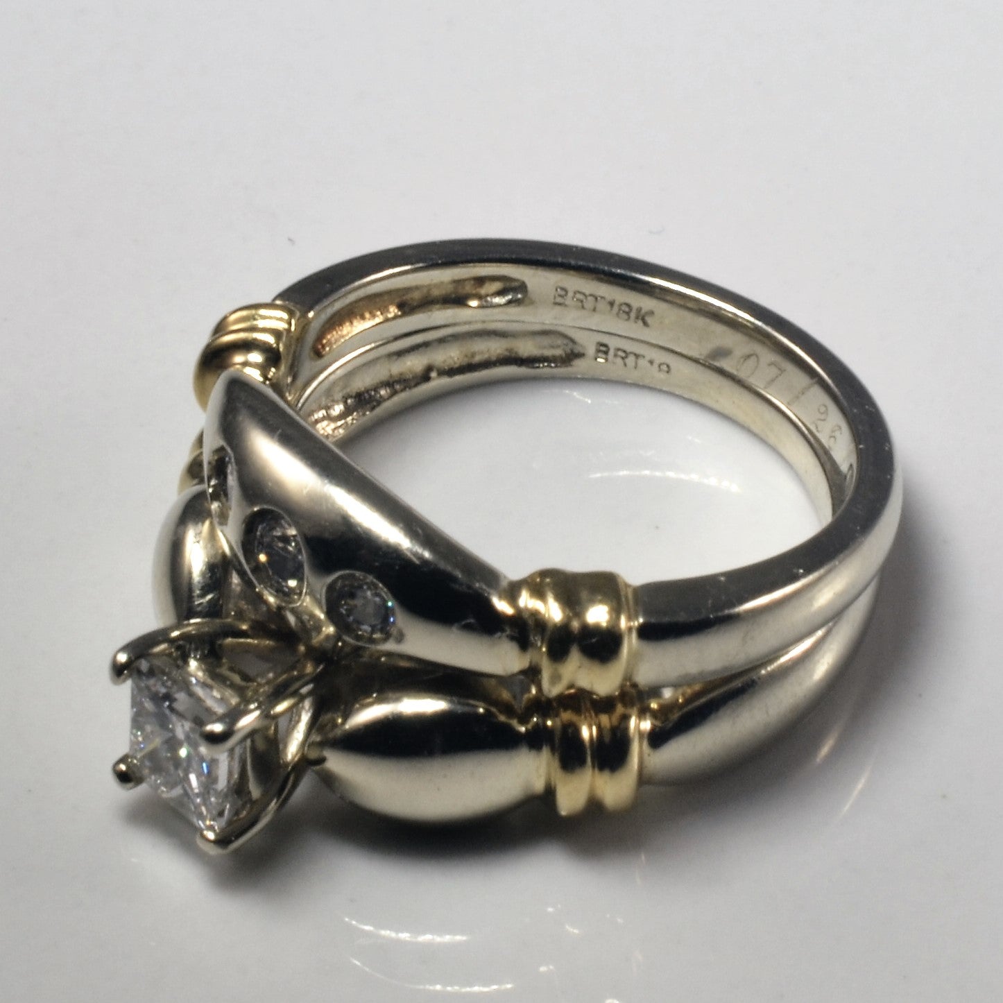 Two Tone Gold Diamond Engagement Ring Set | 0.56ctw| SZ 4.5|
