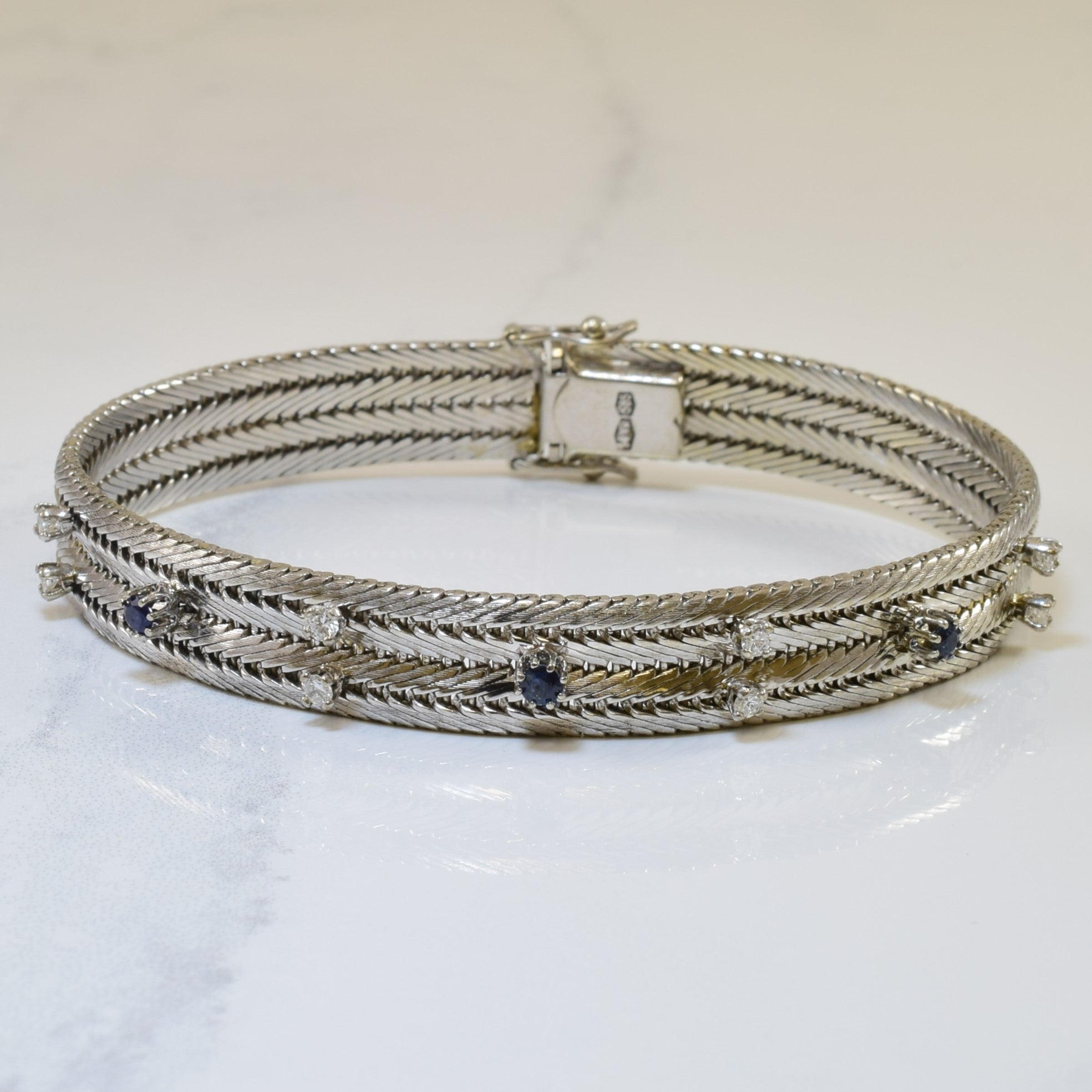 Sapphire & Diamond Chain Bracelet | 0.24ctw, 0.24ctw | 8.25