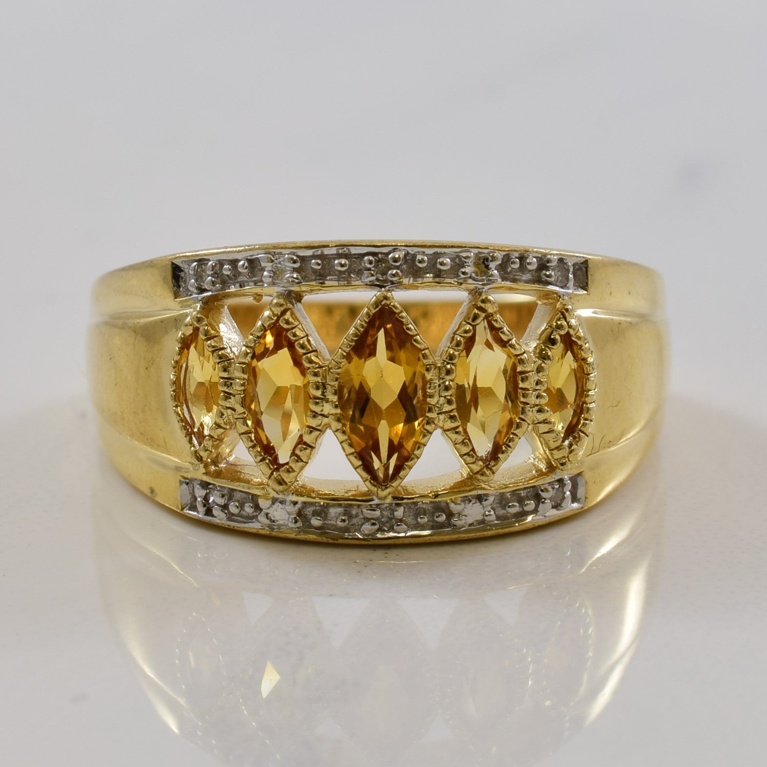 Marquise Citrine & Diamond Ring | 0.45ctw, 0.02ctw | SZ 7.25 |