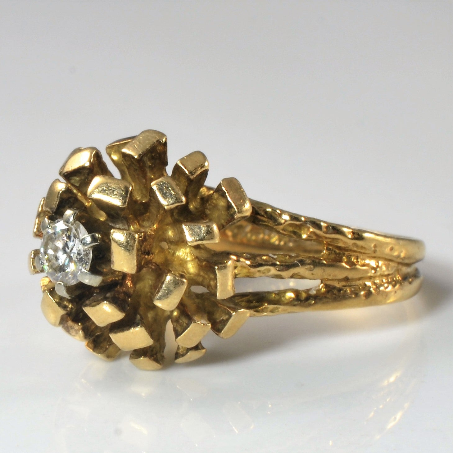 Split Shank Solitaire Diamond Floral Ring | 0.24ct | SZ 7.5 |
