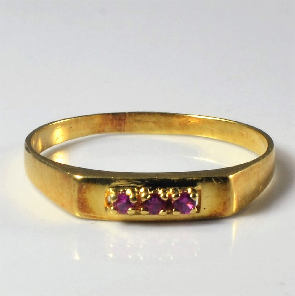 Three Stone Ruby Ring | 0.03ctw| SZ 6.5|