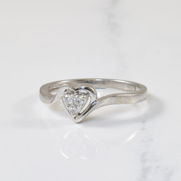 Sterling Silver Diamond Heart Ring | 0.07ctw | SZ 7.25 |
