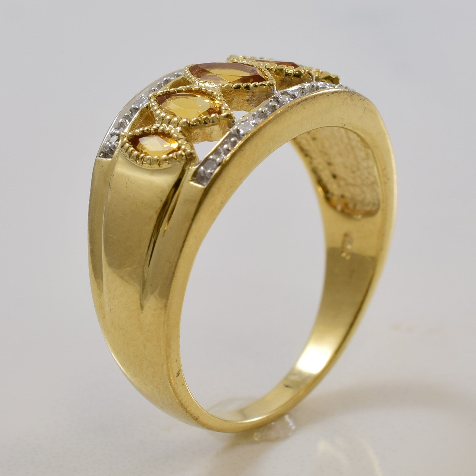 Marquise Citrine & Diamond Ring | 0.45ctw, 0.02ctw | SZ 7.25 |
