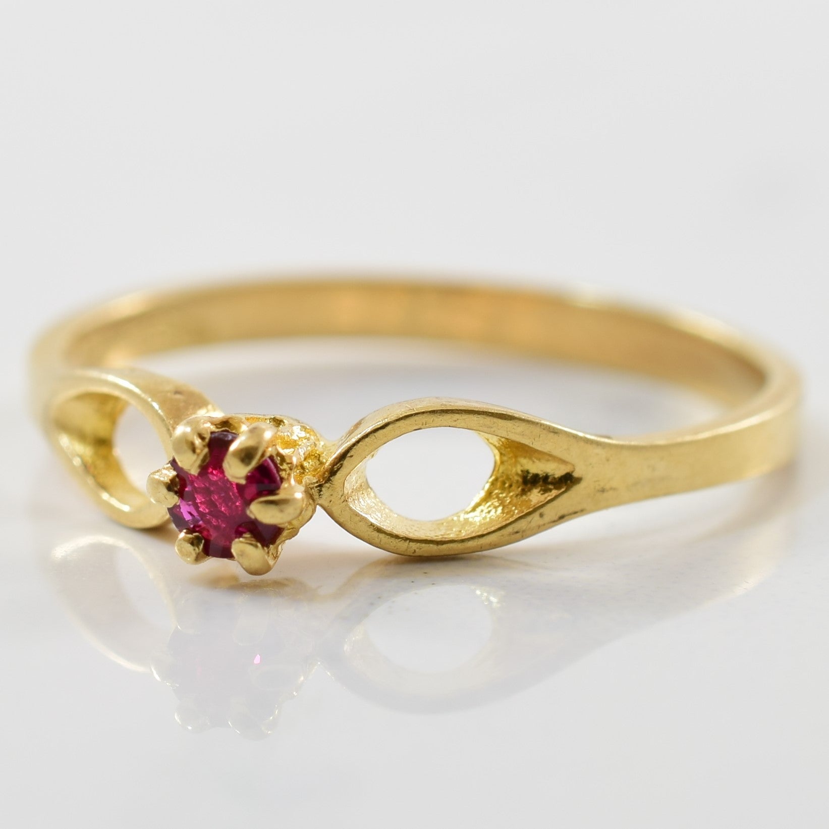 Petite Six Prong Solitaire Ruby Ring | 0.08ct | SZ 6.75 |