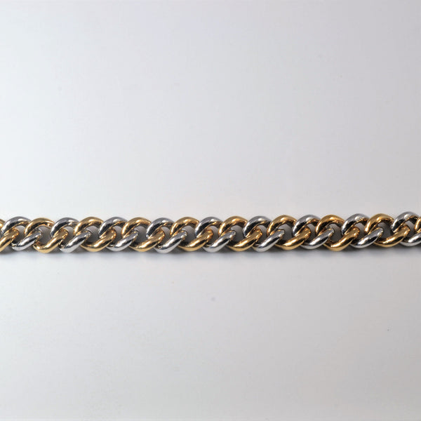 18k Two Tone Gold Curb Chain Bracelet | 7
