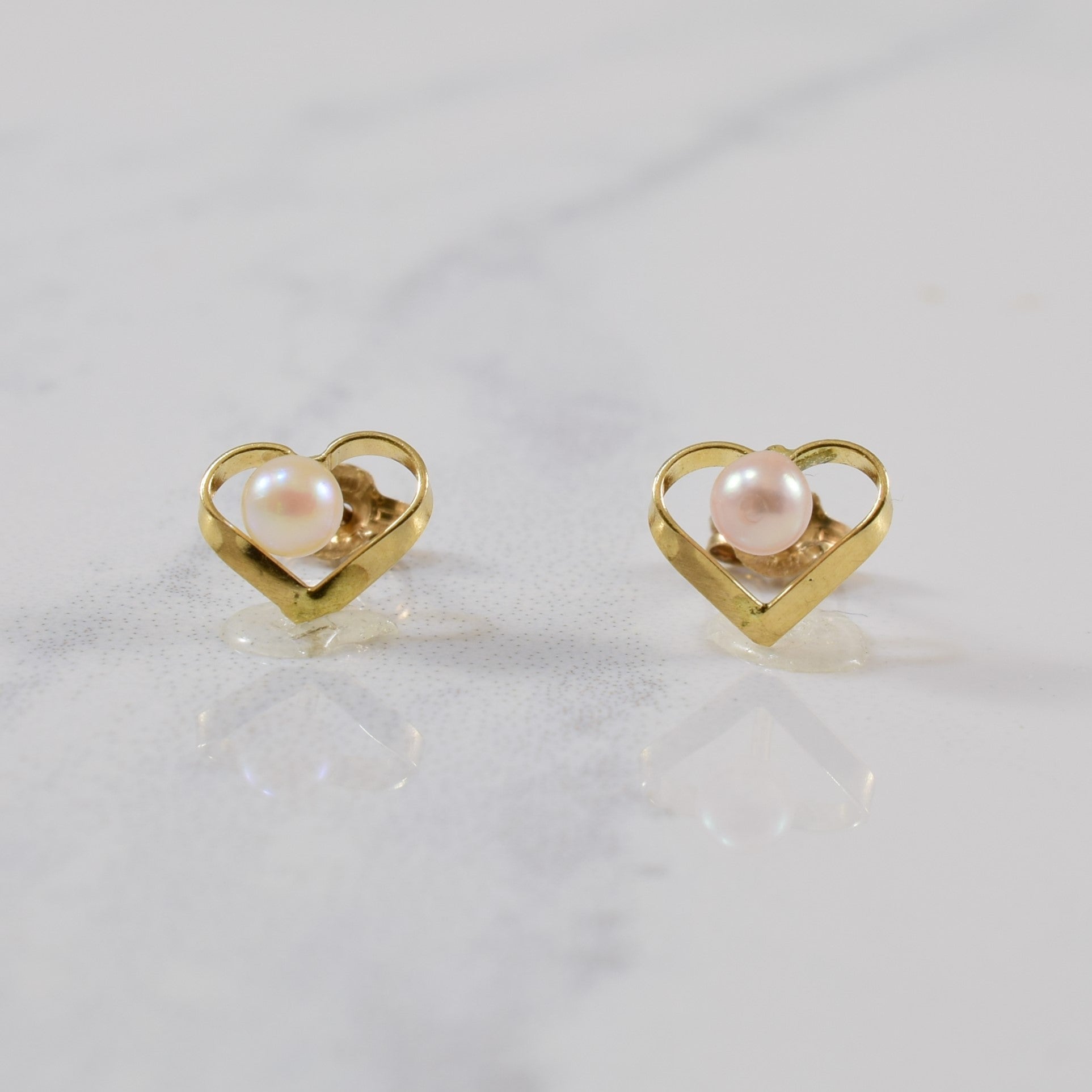 Pearl Heart Stud Earrings | 0.42ctw |