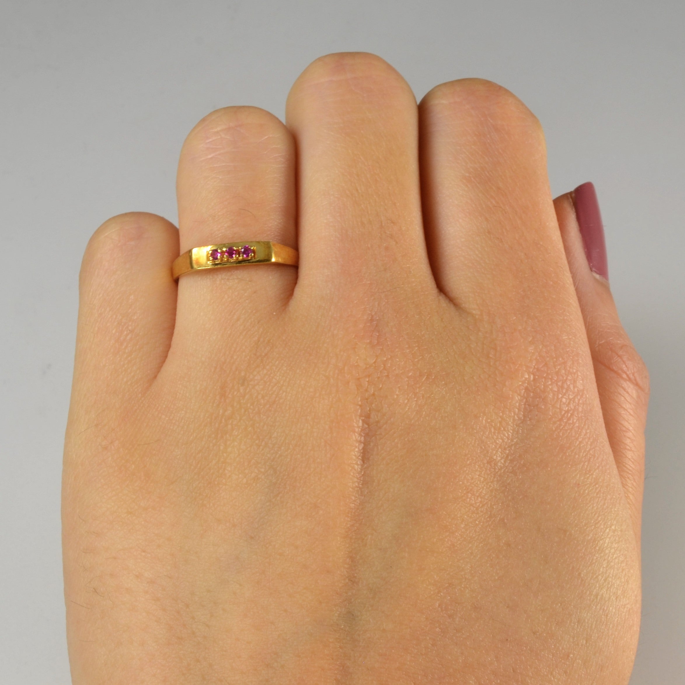 Three Stone Ruby Ring | 0.03ctw| SZ 6.5|