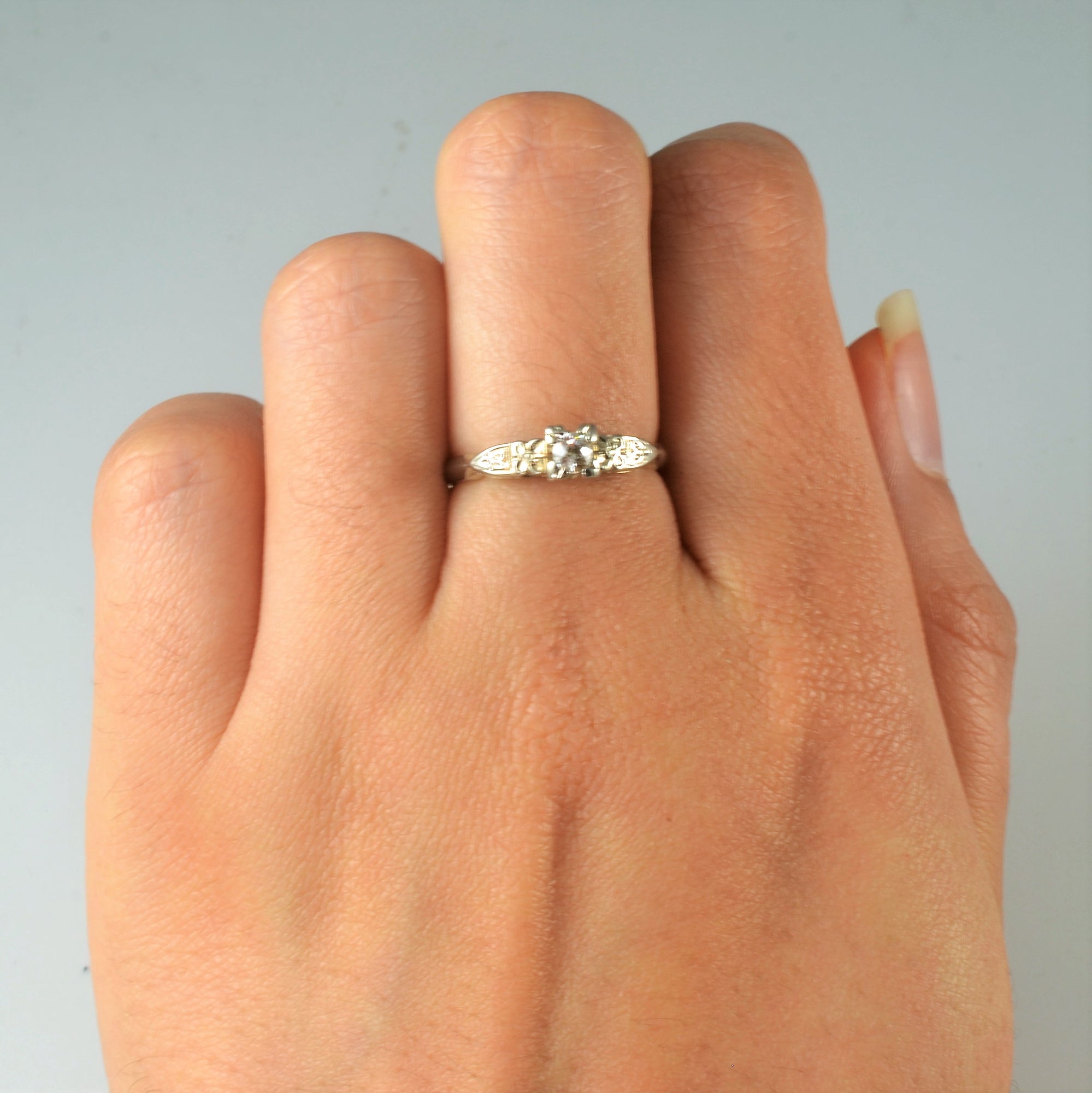 1920s Blossom Patterned Diamond Ring | 0.19ct | SZ 6.5 |