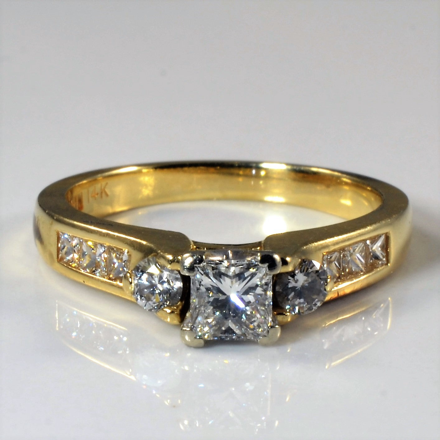 Three Stone Mixed Cut Engagement Ring | 0.88ctw | SZ 6 |