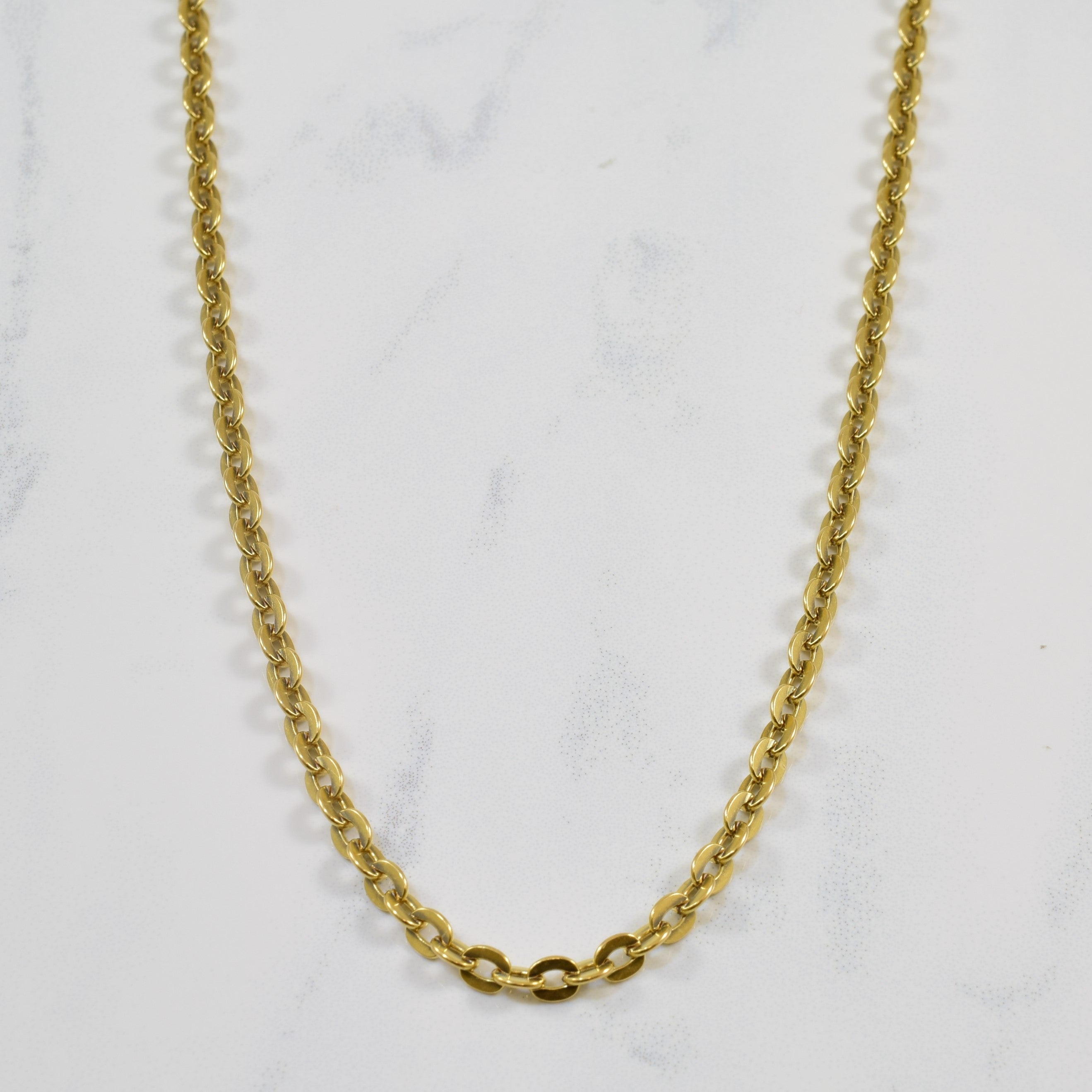 18k Yellow Gold Flat Link Cable Chain | 22" |