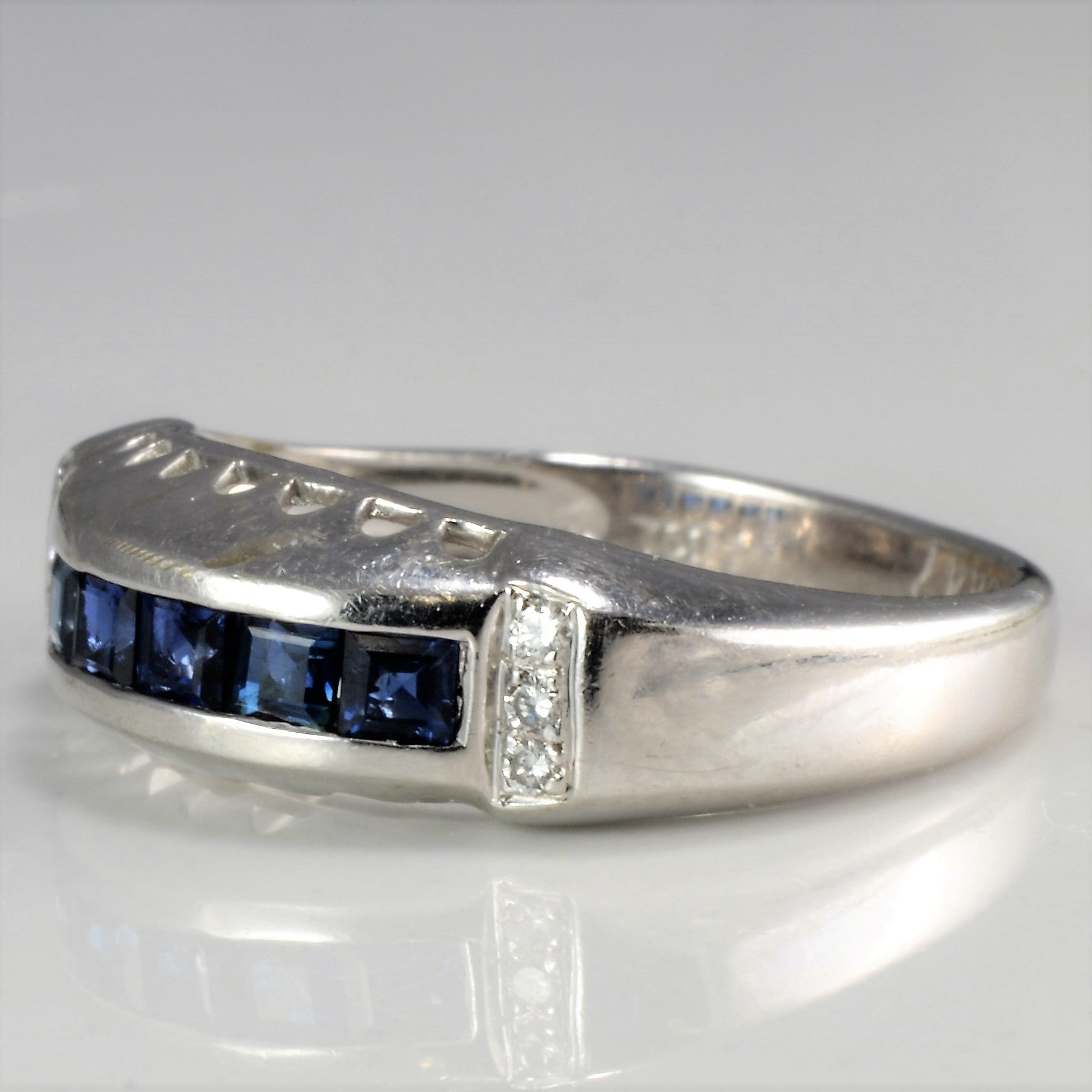 Channel Set Sapphire & Accent Diamond Ring | SZ 7 |