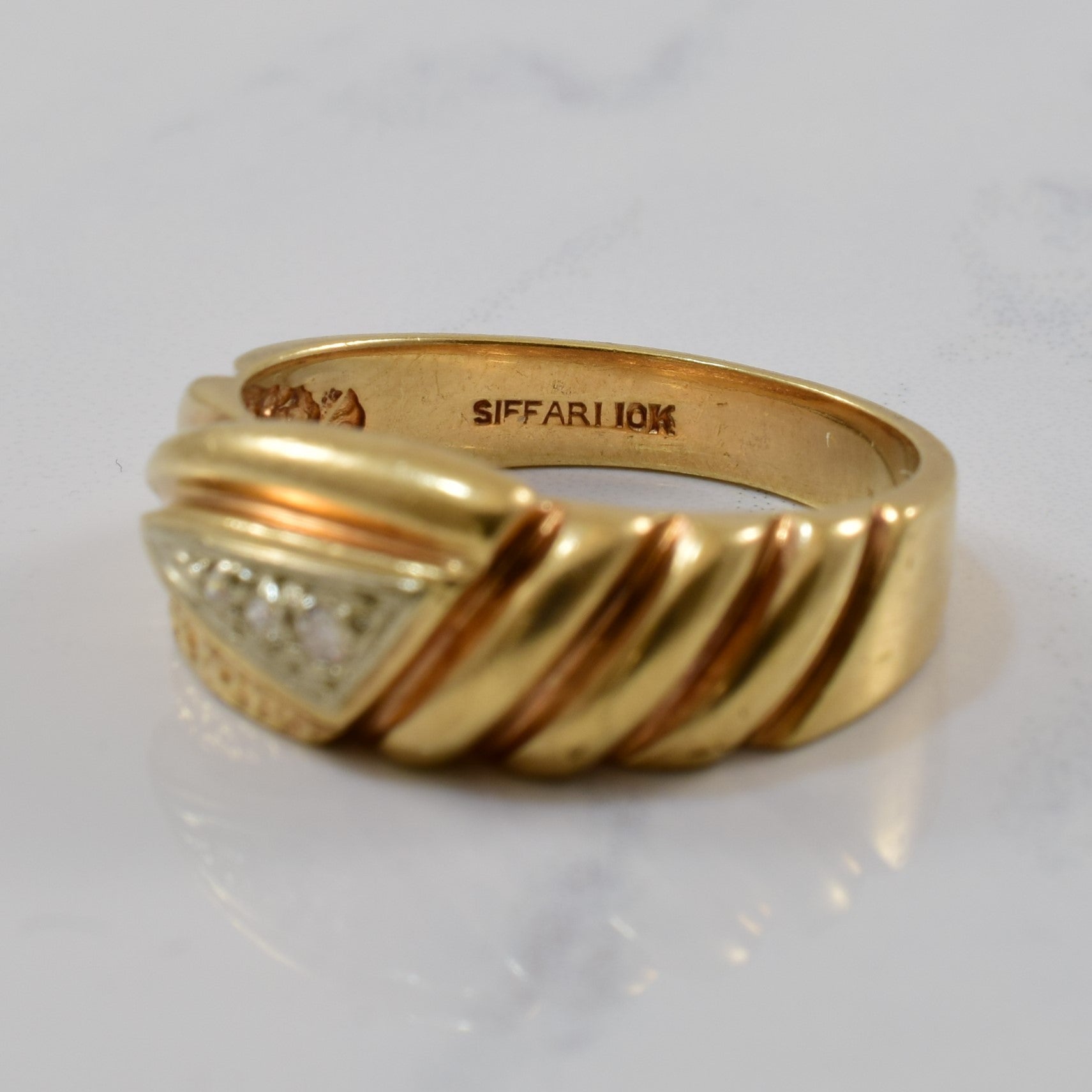 Diamond Cluster Grooved Band | 0.04ctw | SZ 10 |