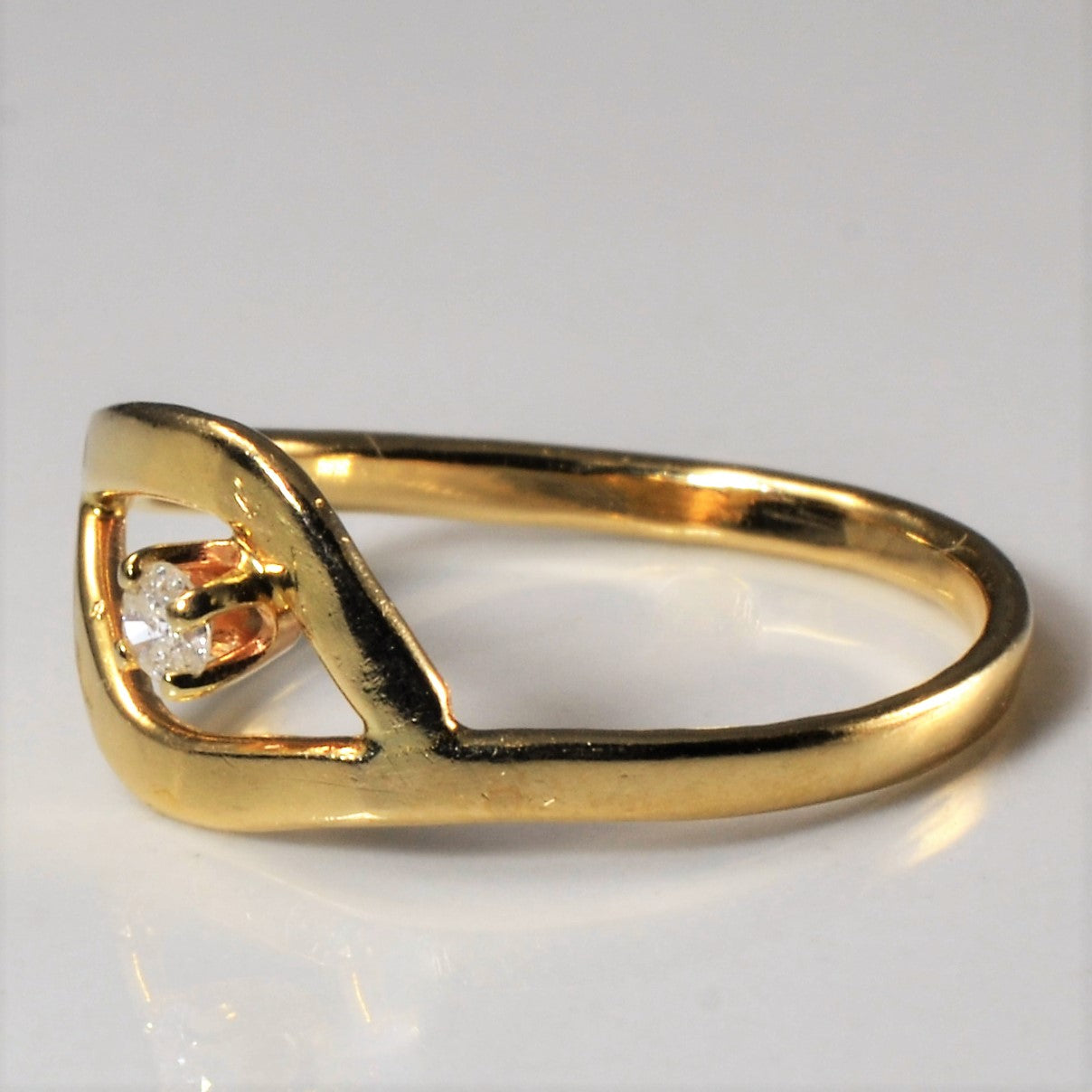 Bague abstraite à anneau ouvert sertie de diamants | 0,04 ct | Taille 5,75 | 