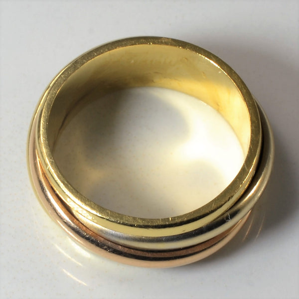 Tri Tone Gold Solid Rolo Ring | SZ 7 |