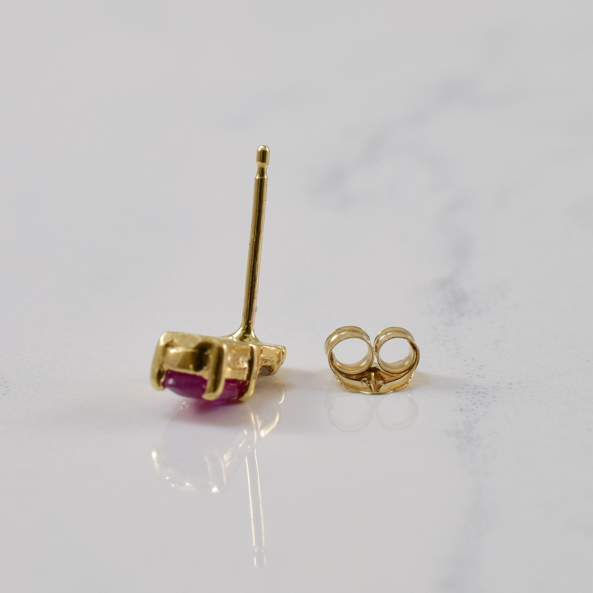 Oval Ruby & Diamond Stud Earrings | 0.70ctw, 0.02ctw |