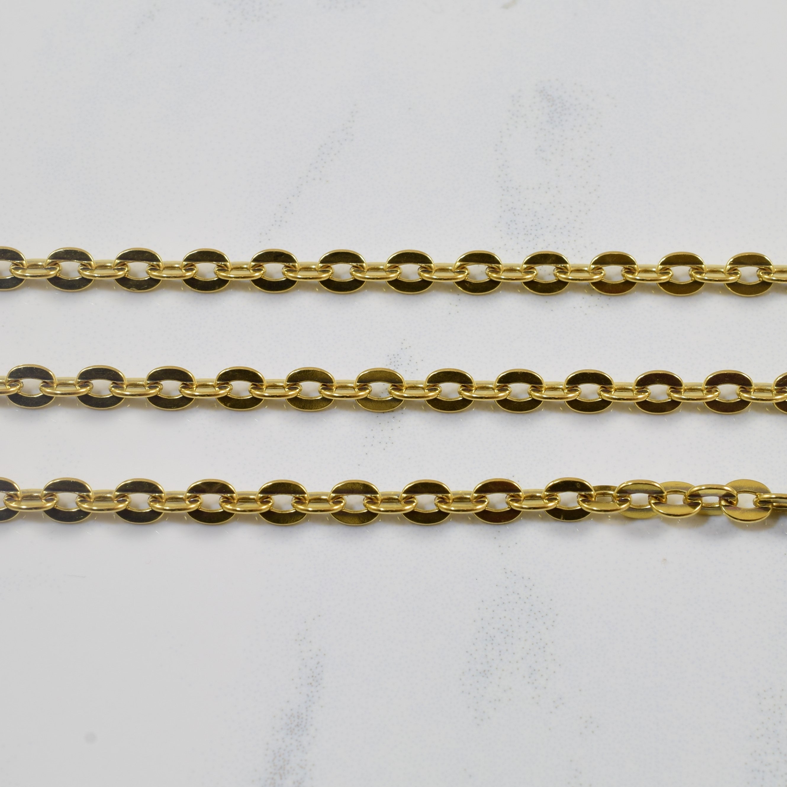 18k Yellow Gold Flat Link Cable Chain | 22" |