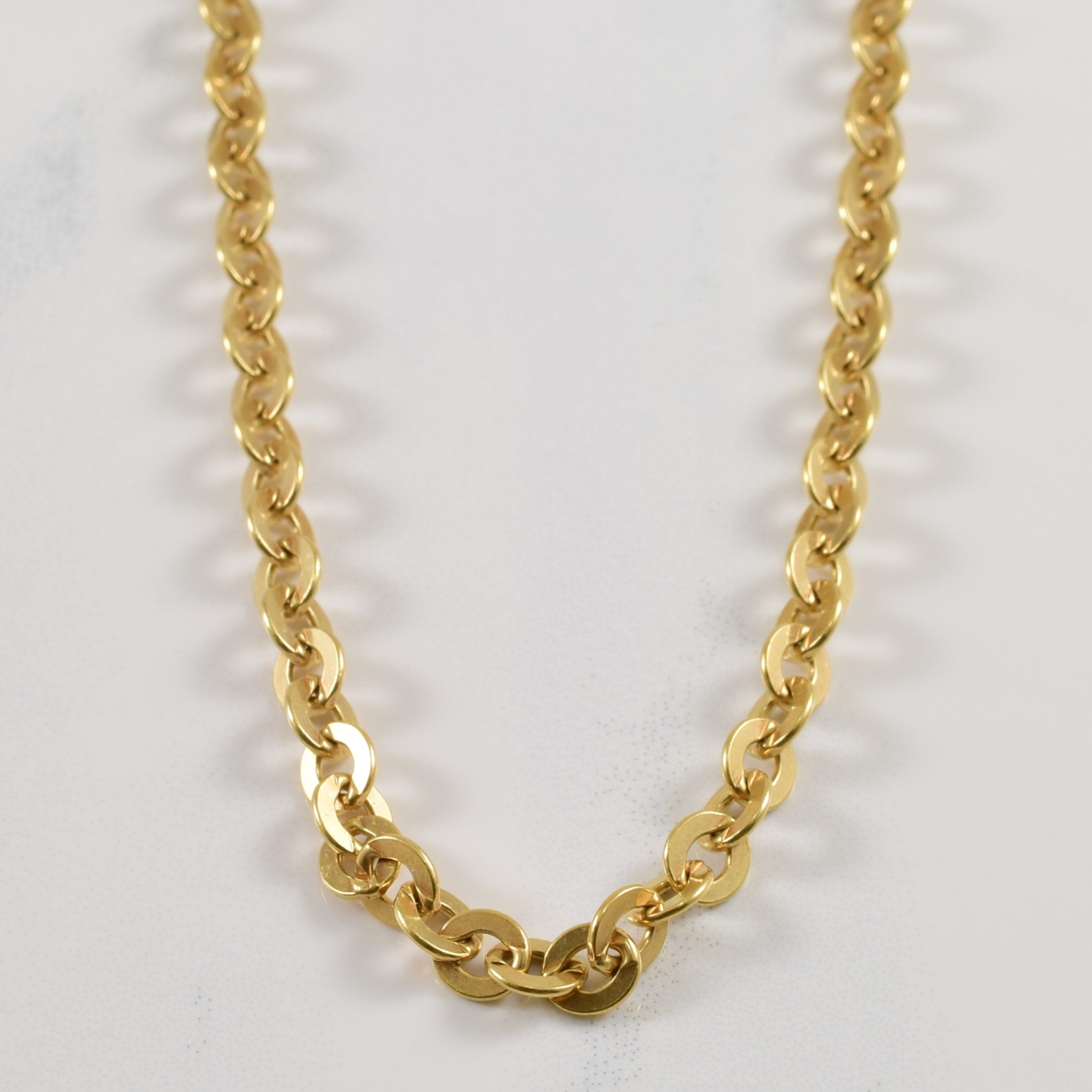 Vintage 18k Yellow Gold Flat Link Cable Chain | 24" |