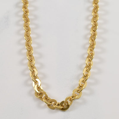 Vintage 18k Yellow Gold Flat Link Cable Chain | 24