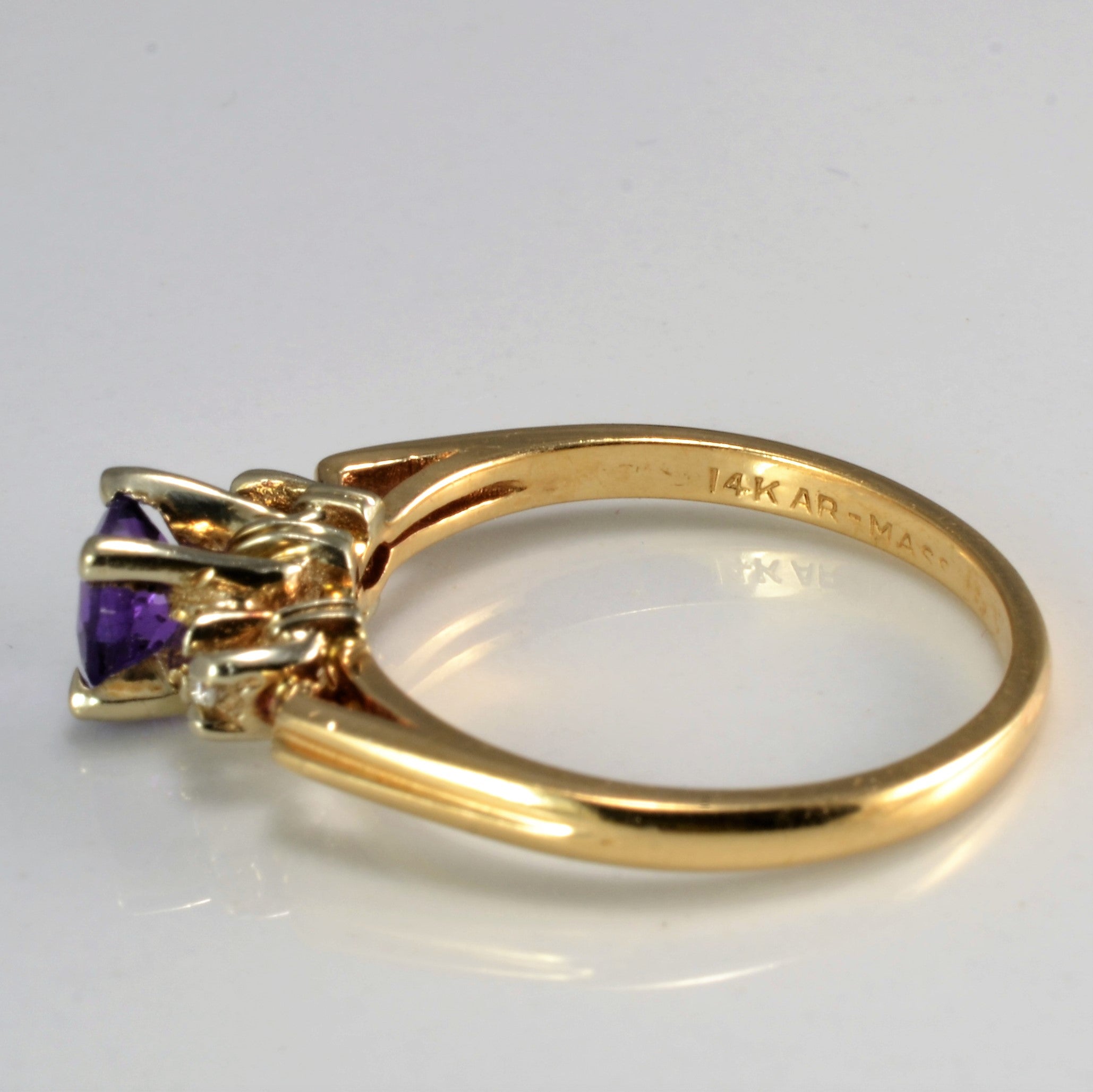 Three Stone Diamond & Amethyst Ring | 0.04ctw, 0.34ct | SZ 6.25 |